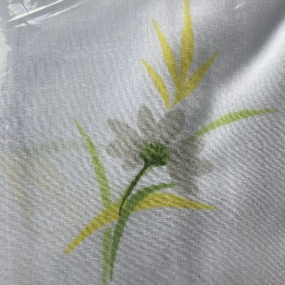 NOS Vintage Wondercale Springmaid double fitted sheet white yellow daisies cotto